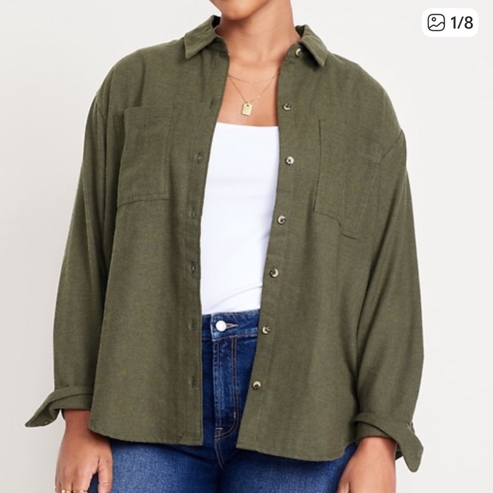 Old Navy Women's Olive Button-Down Shirt